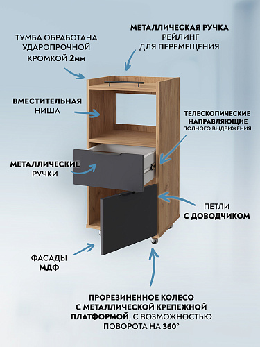 Тумба комбинированная К-33 дуб крафт золотой/графит