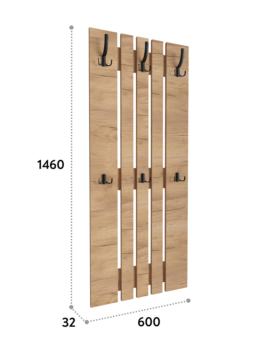 Вешалка ВН-12 дуб крафт золотой (600*1460)