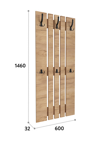 Вешалка ВН-12 дуб крафт золотой (600*1460)
