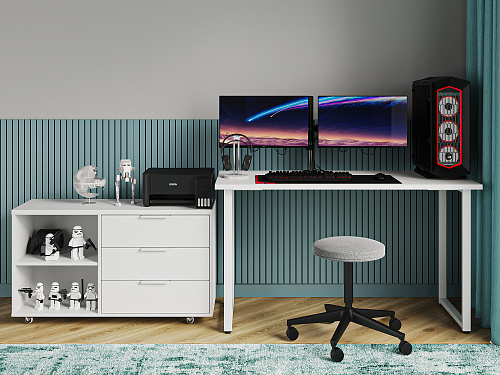 Стол С-600 белый структурный/каркас белый (1350х600)