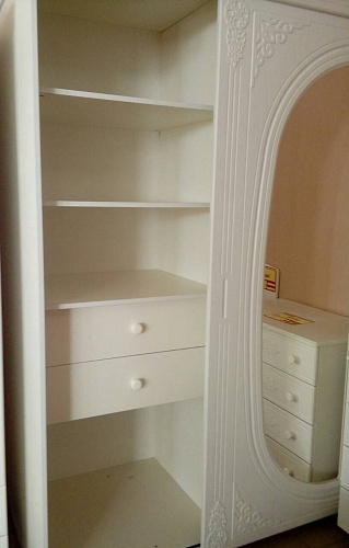 Шкаф-купе с зеркалом Ассоль АС-16 белое дерево