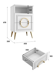Тумба прикроватная Оливия ОЛ-06 белый бриллиант/бланж