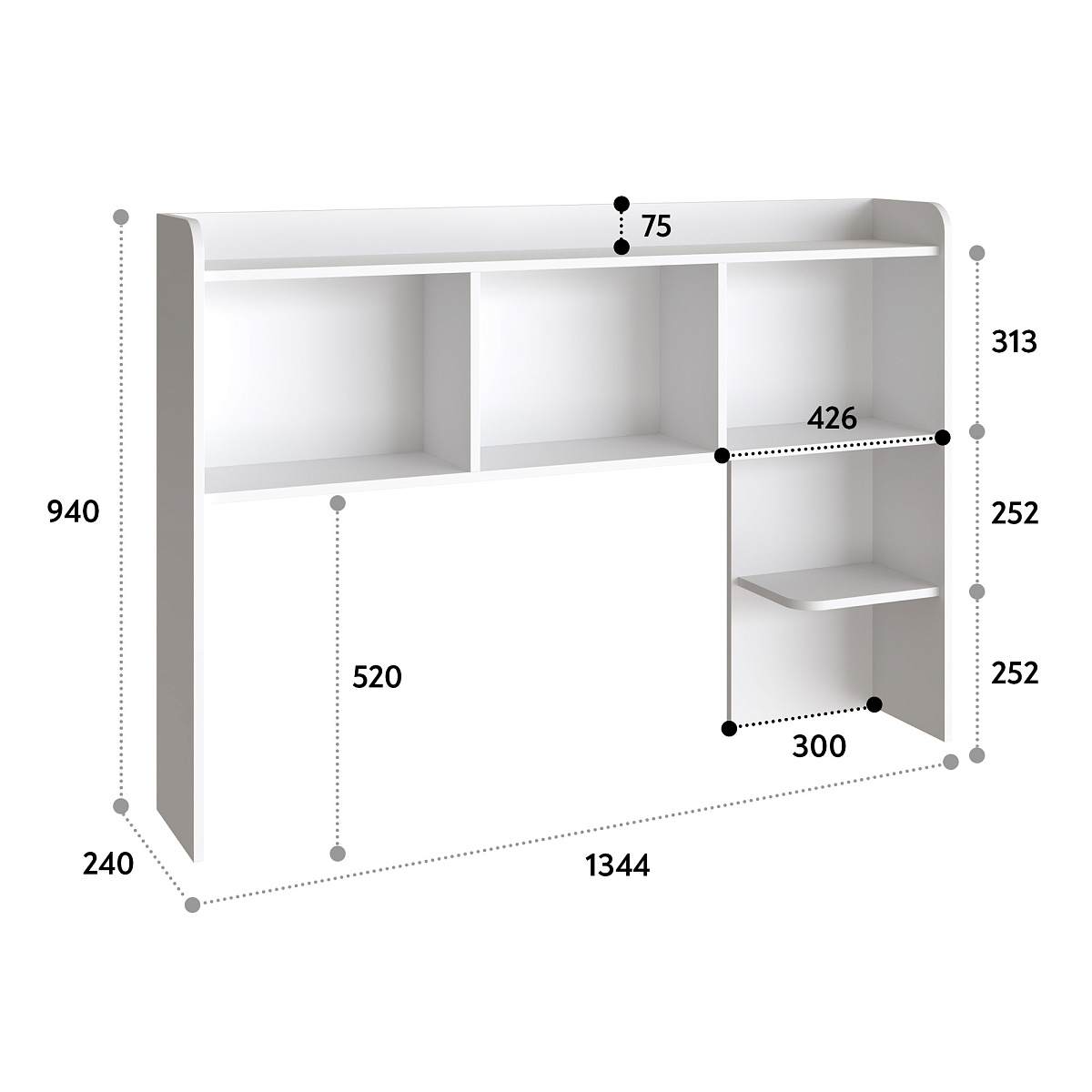 Полка П-102 белый структурный (1344*240)