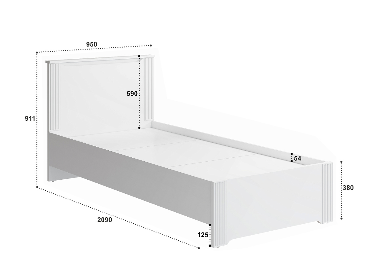 Кровать Эмилия ЭЛ-27 (90х200) белый структурный/меренга