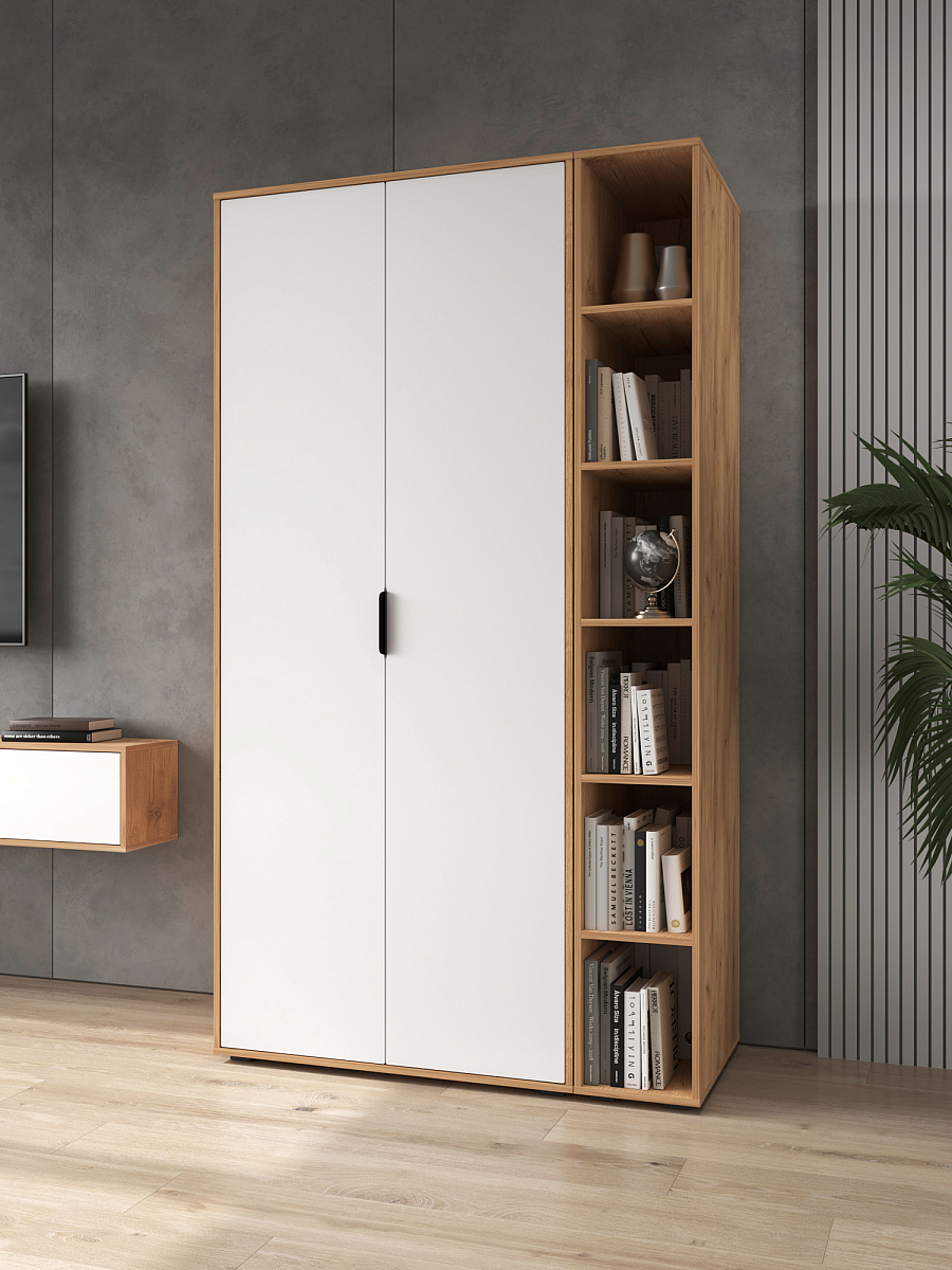 Шкаф для одежды Оптима ОП-14 дуб крафт золотой/меренга