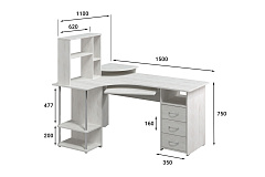Стол компьютерный С-237 с полкой СЕ-237 северное дерево светлое