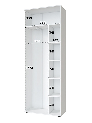 Шкаф для одежды Эмилия ЭЛ-13К глухой белый структурный/меренга