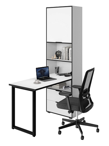 Стол рабочий Оптима ОП-20 белый структурный/меренга/черная кромка