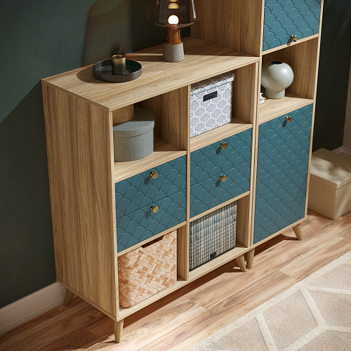 Тумба Велламо ВО-04 блэквуд ячменный/морская волна