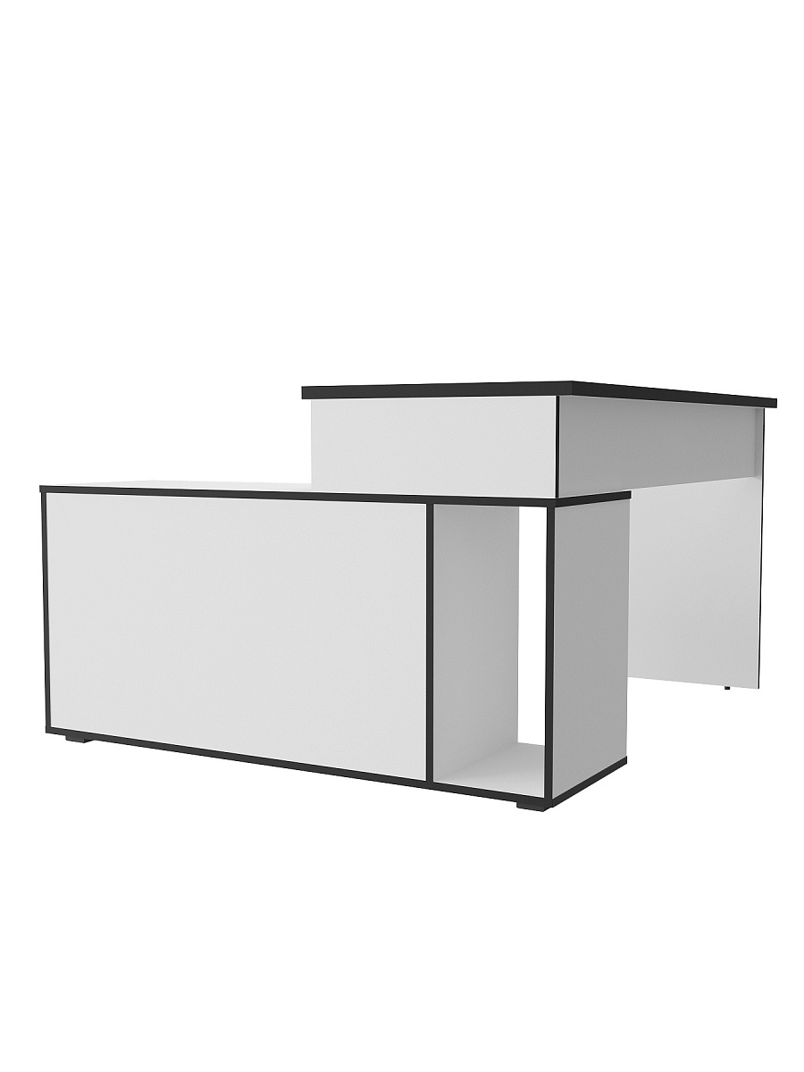 Стол угловой Оптима ОП-22 белый структурный/меренга/черная кромка