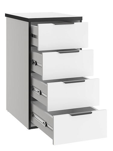 Тумба К-52 белый структурный/меренга/черная кромка