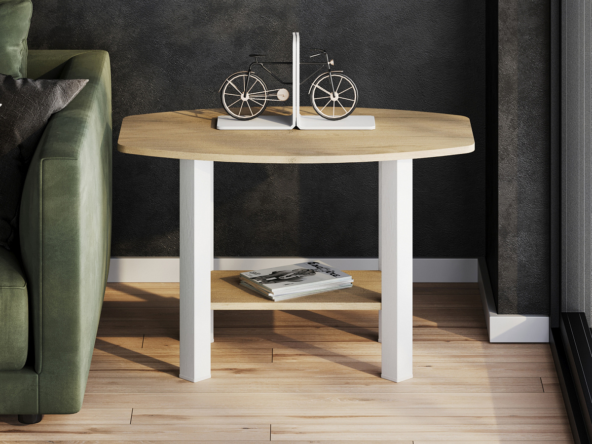 Стол журнальный С-500 дуб крафт золотой/белый