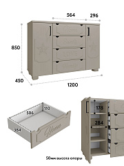 Комод ДримСтар ДС-17 глиняный серый/риолит