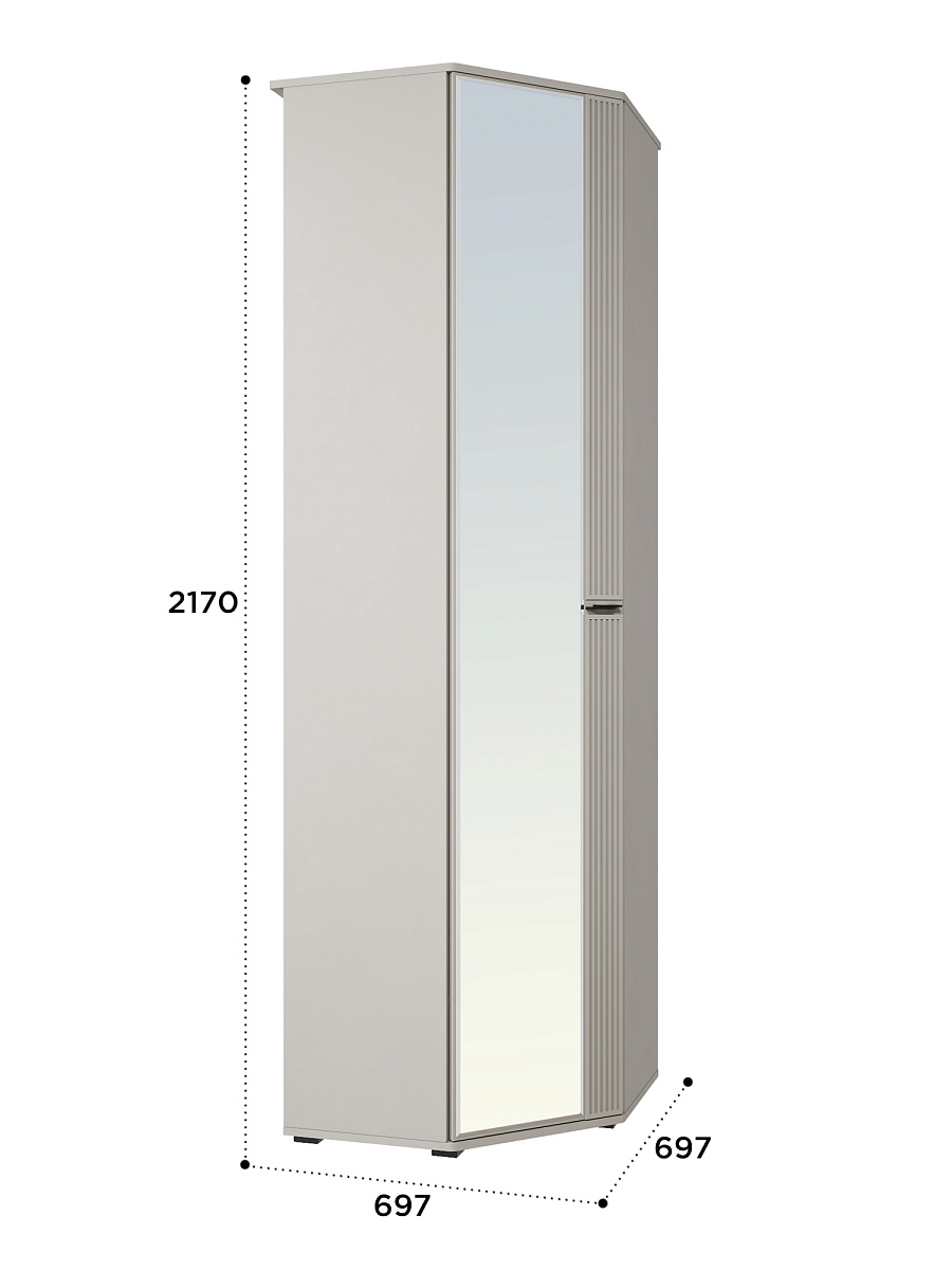 Шкаф угловой Эмилия ЭЛ-14К с зеркалом кашемир/шарли керамика