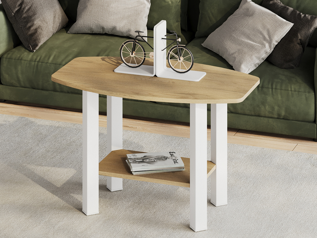 Стол журнальный С-500 дуб крафт золотой/белый