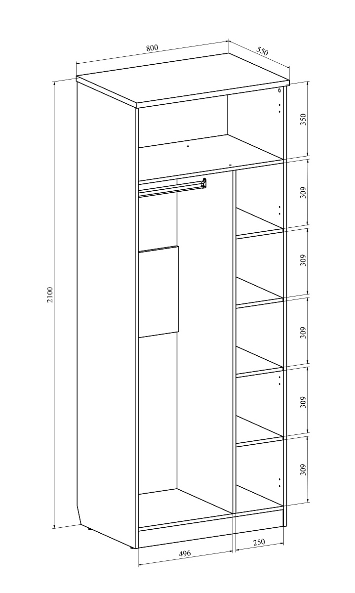 Шкаф для одежды Виктория ВИ-11 северное дерево светлое