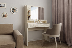 Туалетный столик с зеркалом Ассоль Лайт ТСН-2 ваниль