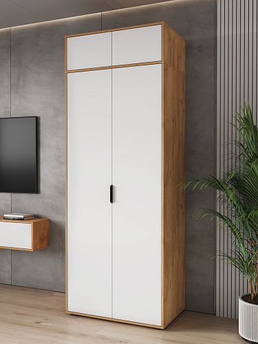 Шкаф с антресолью Оптима ОП-124 дуб крафт золотой/меренга