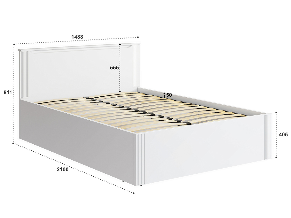 Кровать с ПМ Эмилия ЭЛ-33 (140х200) белый структурный/меренга