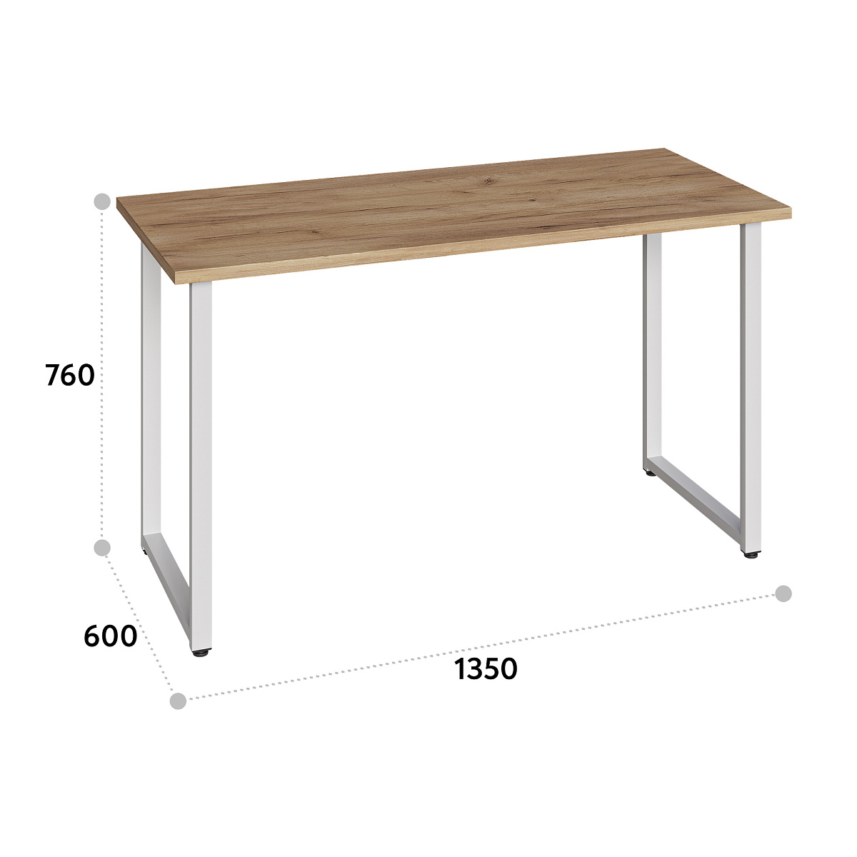 Стол С-600 дуб крафт золотой/каркас белый (1350х600)