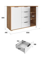 Комод Оптима ОП-17 дуб крафт золотой/меренга
