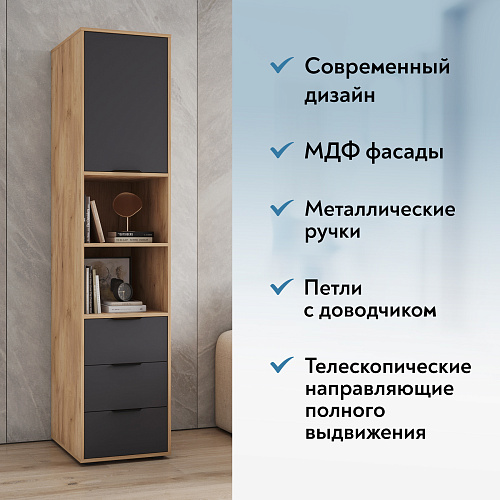 Пенал Оптима ОП-03 дуб крафт золотой/графит