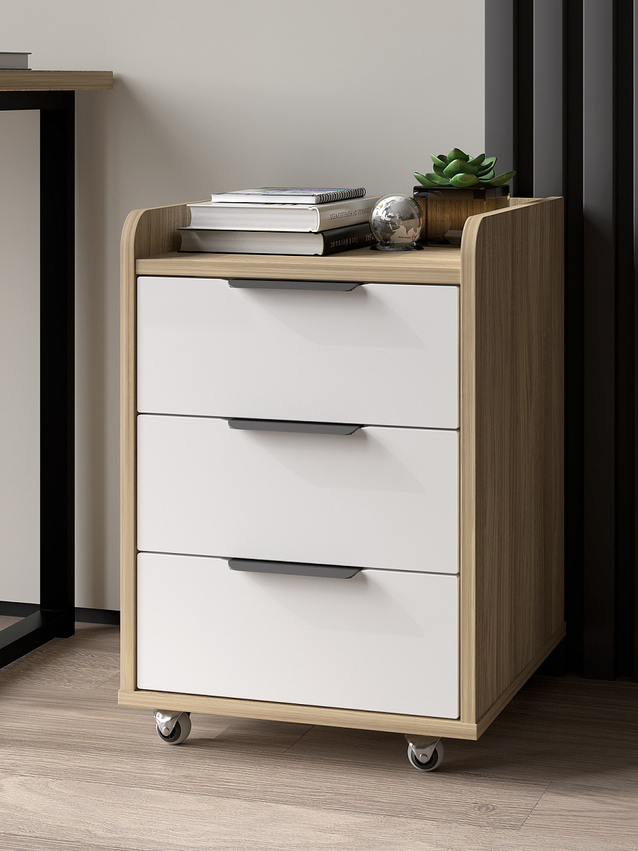 Тумба мобильная К-56 блэквуд ячменный/меренга