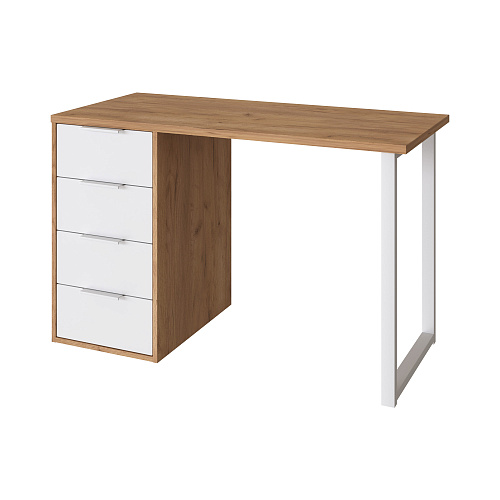 Стол С-410 дуб крафт золотой/меренга (1200х550 белая опора)