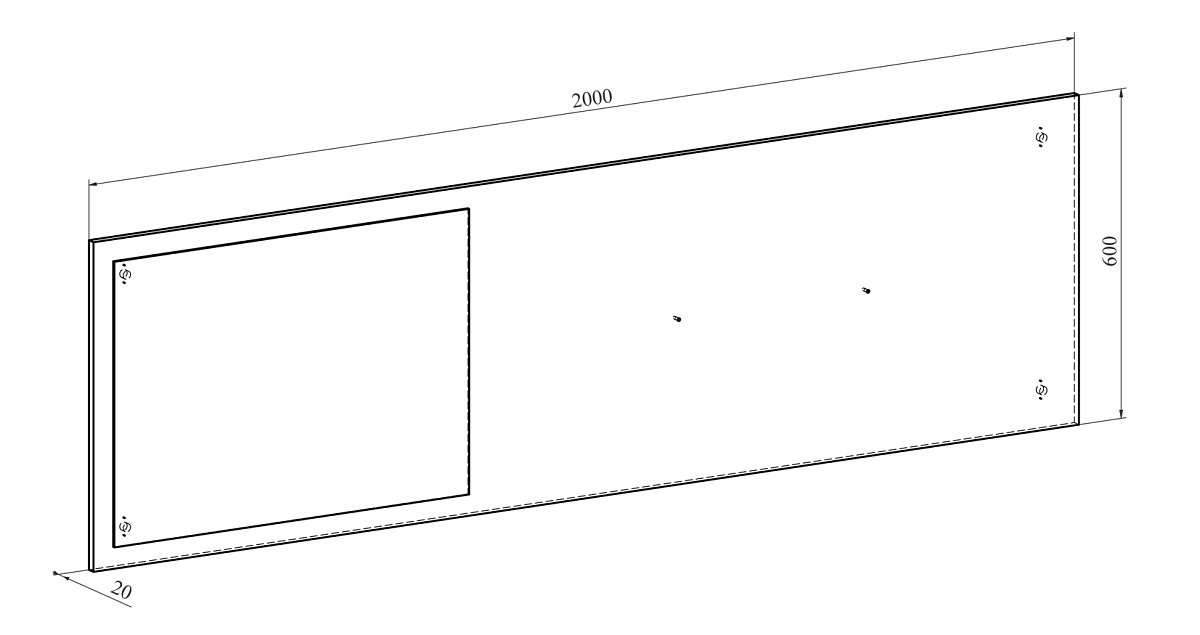 Панель с зеркалом Виктория ВИ-20 (2000x600) дуб крафт золотой