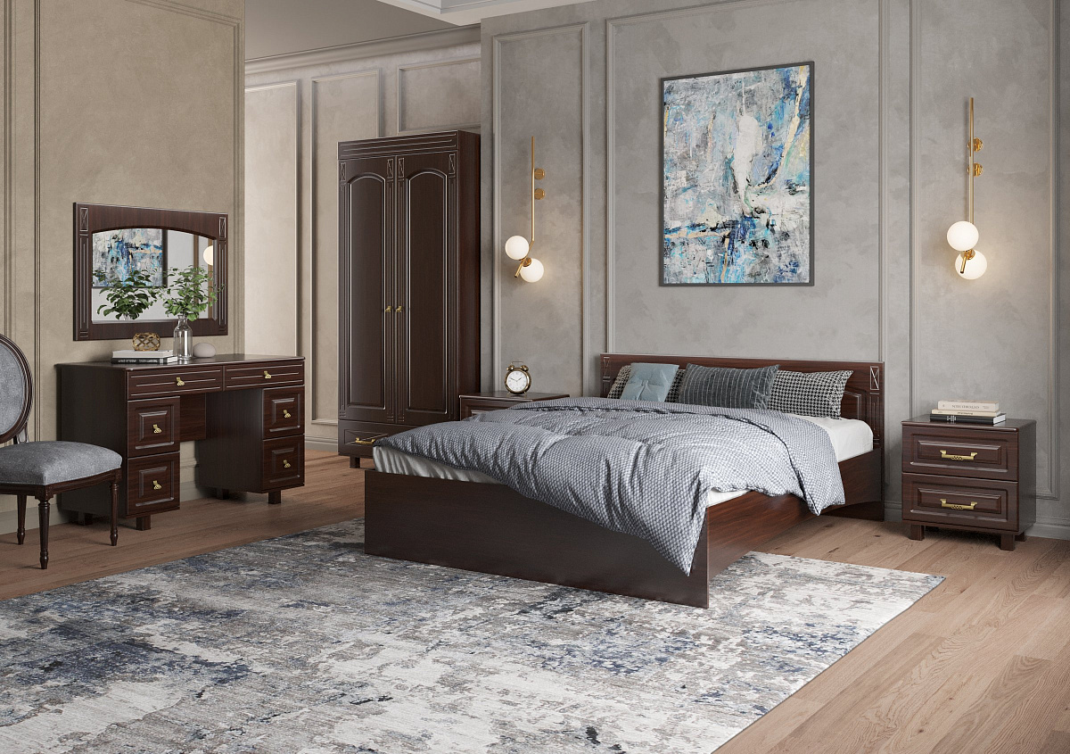 Кровать Элизабет ЭМ-14 (2000x1600) орех темный