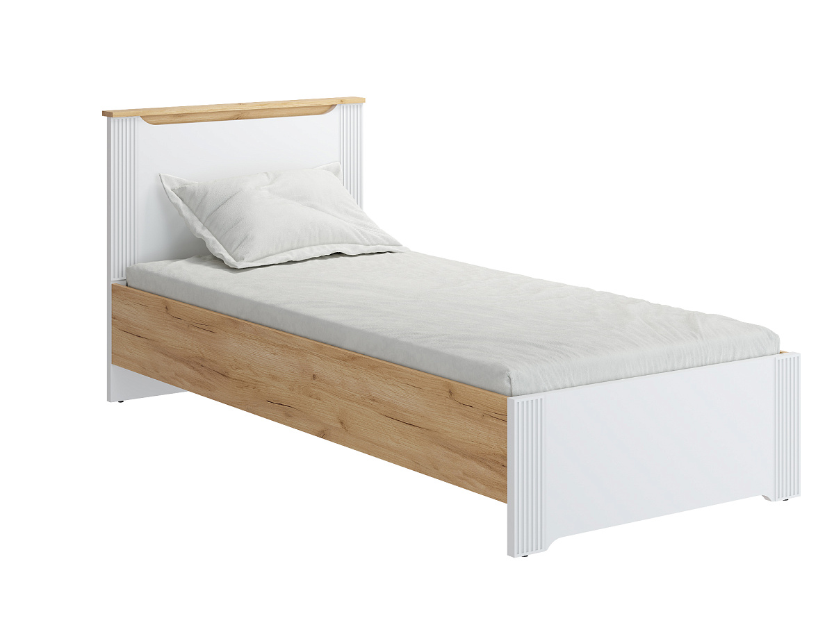 Кровать Эмилия ЭЛ-27 (90х200) дуб крафт золотой/меренга