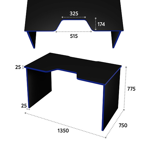 Геймерский стол С-240 черный/синий