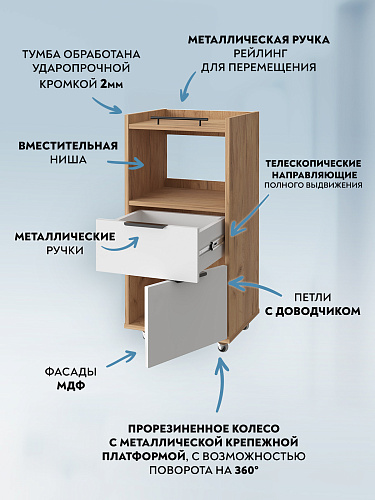 Тумба комбинированная К-33 дуб крафт золотой/меренга