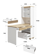 Стол рабочий Скайлайт СЛ-24 блэквуд ячменный/белый/меренга