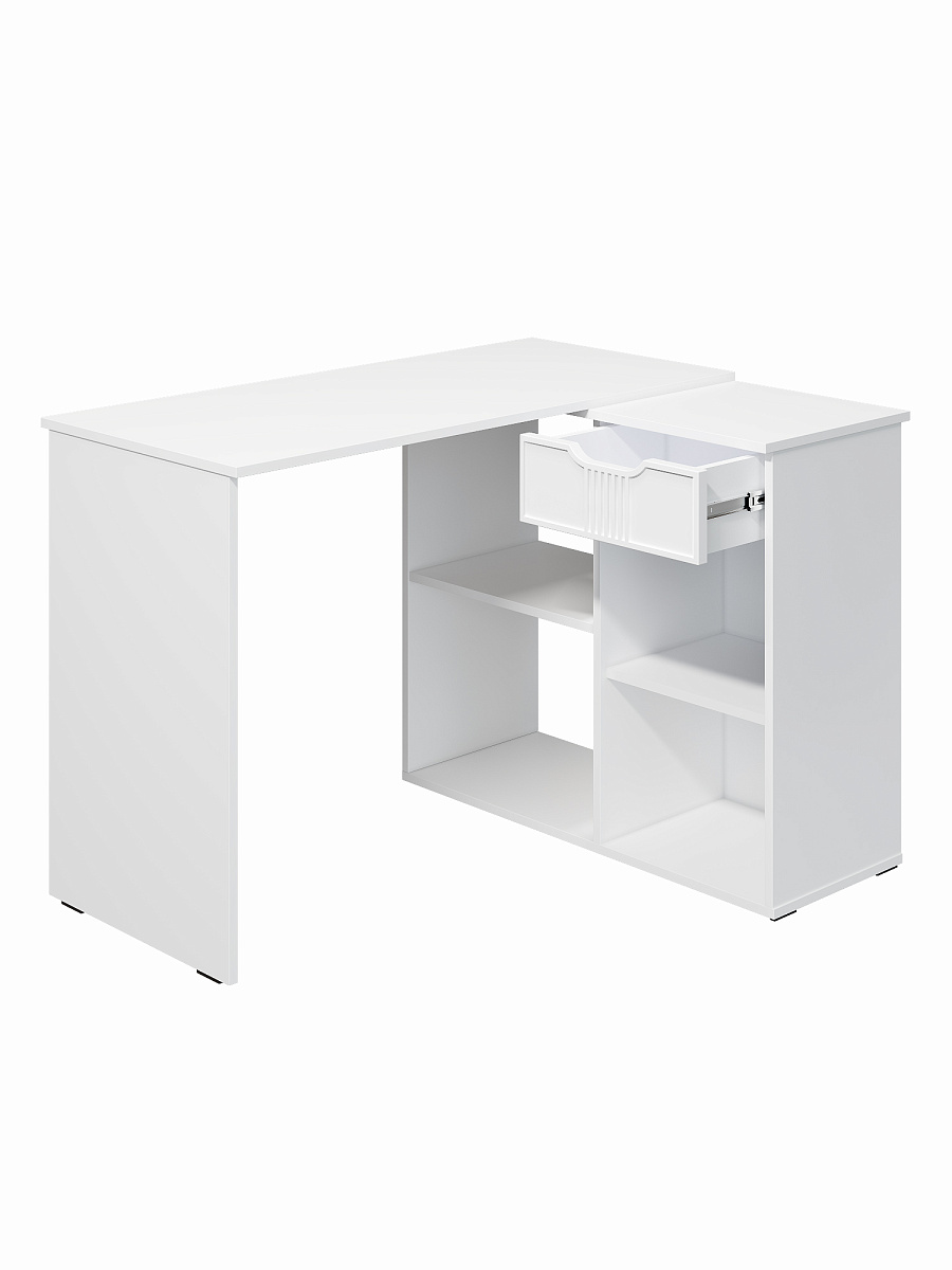 Стол угловой Эмилия ЭЛ-46 белый структурный/меренга