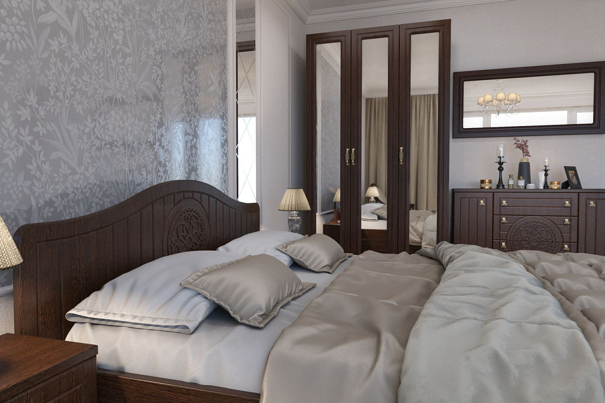 Шкаф «Монблан» МБ-24К с зеркалом венге/орех шоколадный