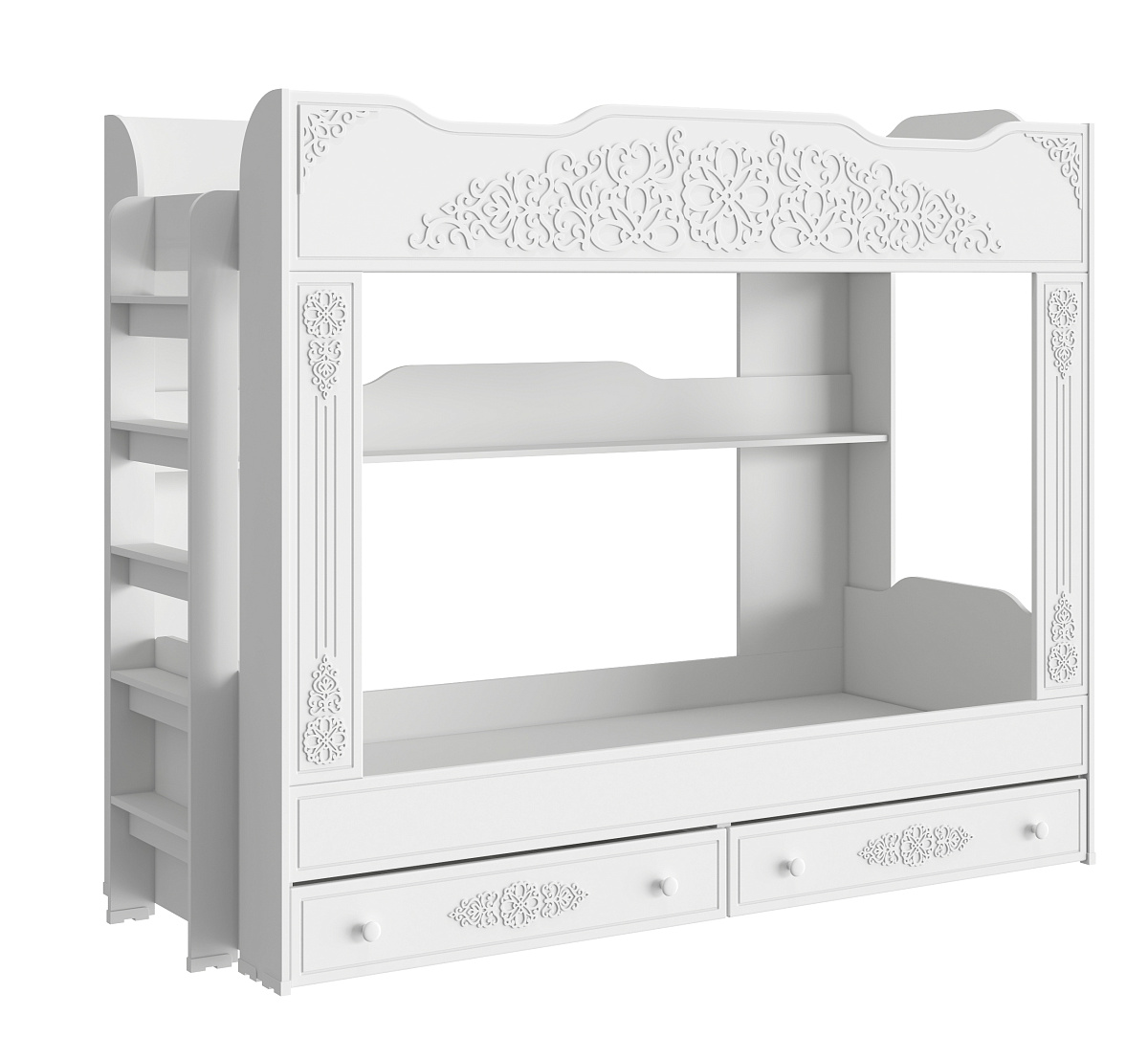 Кровать двухъярусная Ассоль АС-25 (2000х900) белое дерево
