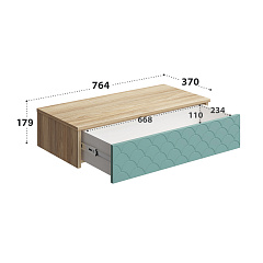 Тумба подвесная Велламо ВО-08 блэквуд ячменный/бирюза