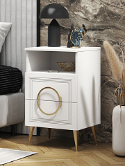 Тумба прикроватная Оливия ОЛ-06 белый бриллиант/бланж