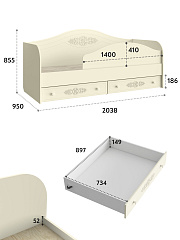 Кровать Ассоль плюс АС-10 (2000х800) ваниль