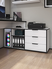 Стол угловой Оптима ОП-22 белый структурный/меренга/черная кромка