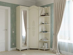 Шкаф угловой Ассоль плюс АС-521К (правый с короной) ваниль