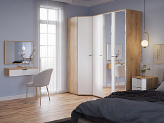 Шкаф угловой Эмилия ЭЛ-17К глухой дуб крафт золотой/меренга