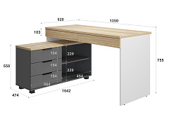 Стол Скайлайт СЛ-21К блэквуд ячменный/графит/белый