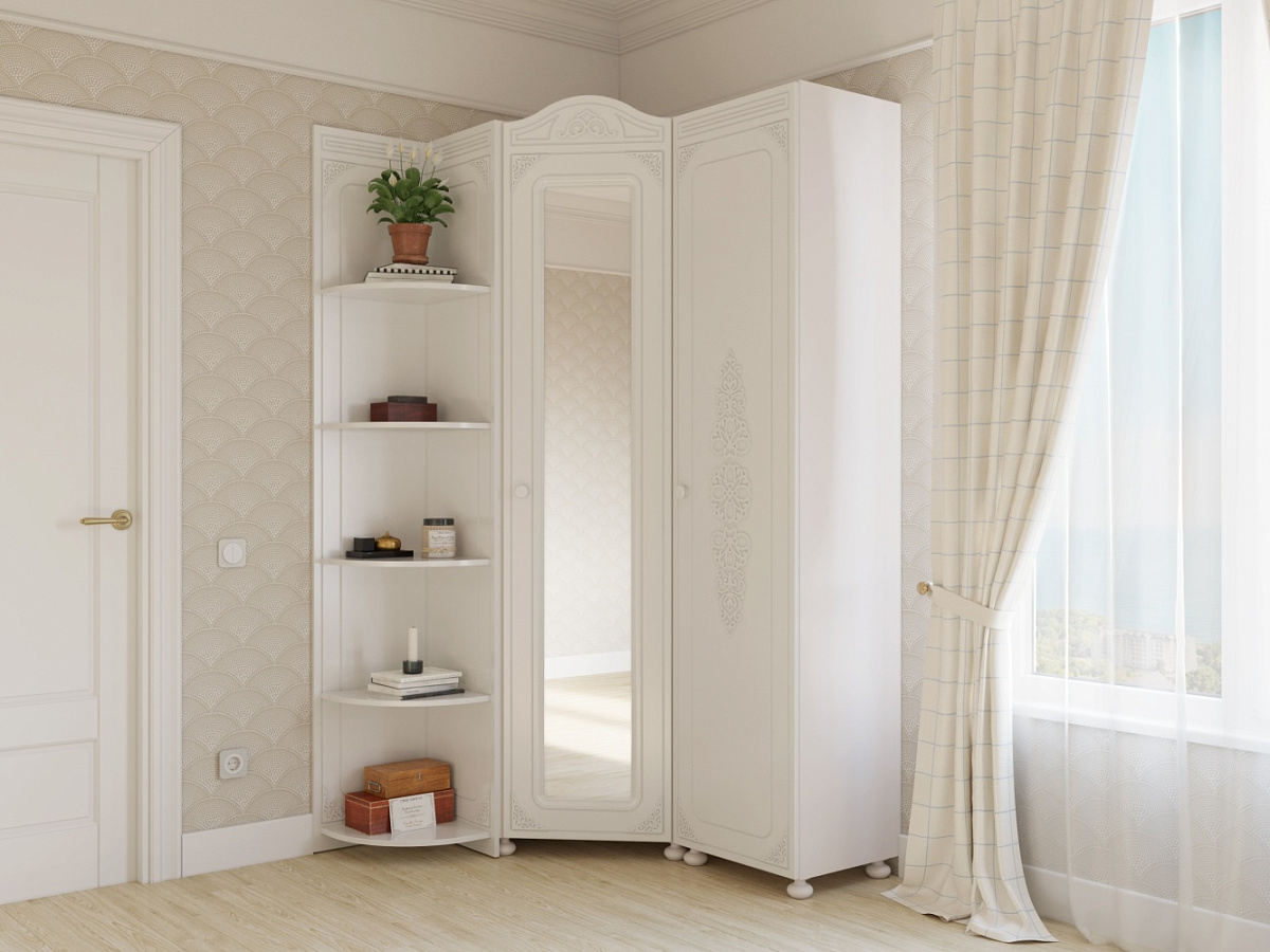 Стеллаж угловой Ассоль АС-54 белое дерево