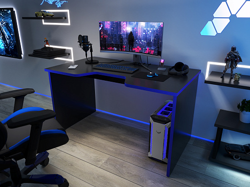 Геймерский стол С-240 черный/синий