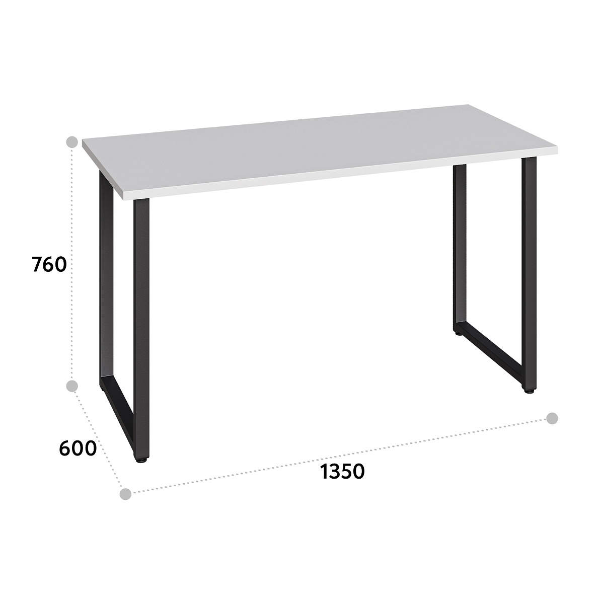 Стол С-600 белый структурный/каркас черный (1350х600)
