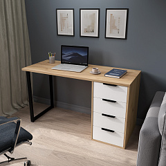 Стол С-402 дуб крафт золотой/меренга (1350х550)