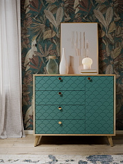 Комод Велламо ВО-11 блэквуд ячменный/бирюза