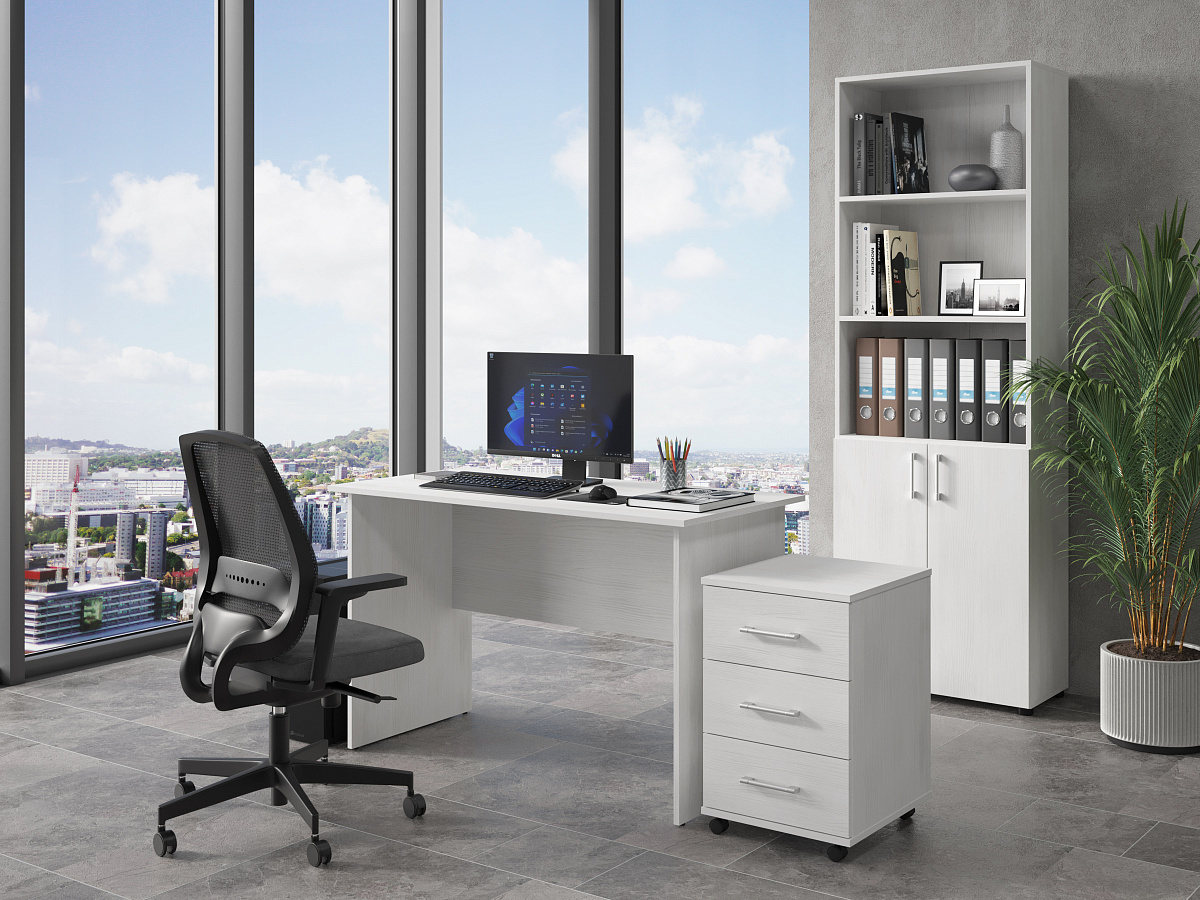 Комплект стол с тумбой  ОФ-112К+ОФ-21 северное дерево светлое